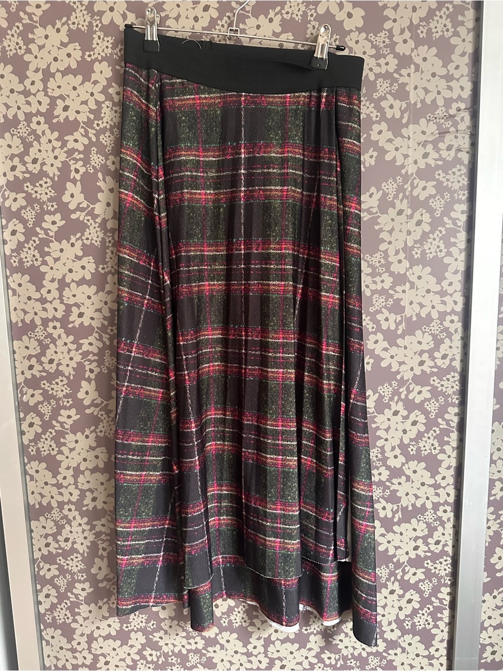 ASOS Long Plaid Maxi Skirt in Black and Red
